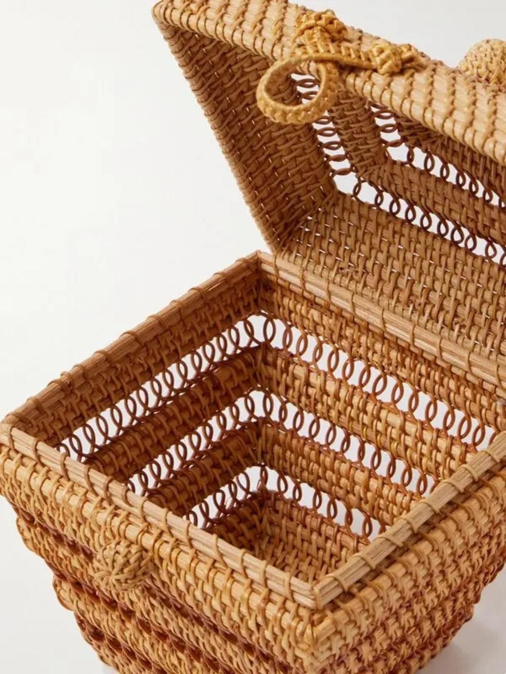 Cult Gaia Suri Rattan Wicker Top Handle Beaded Clutch Mini Bag Purse Tan Brown - Picture 2 of 9